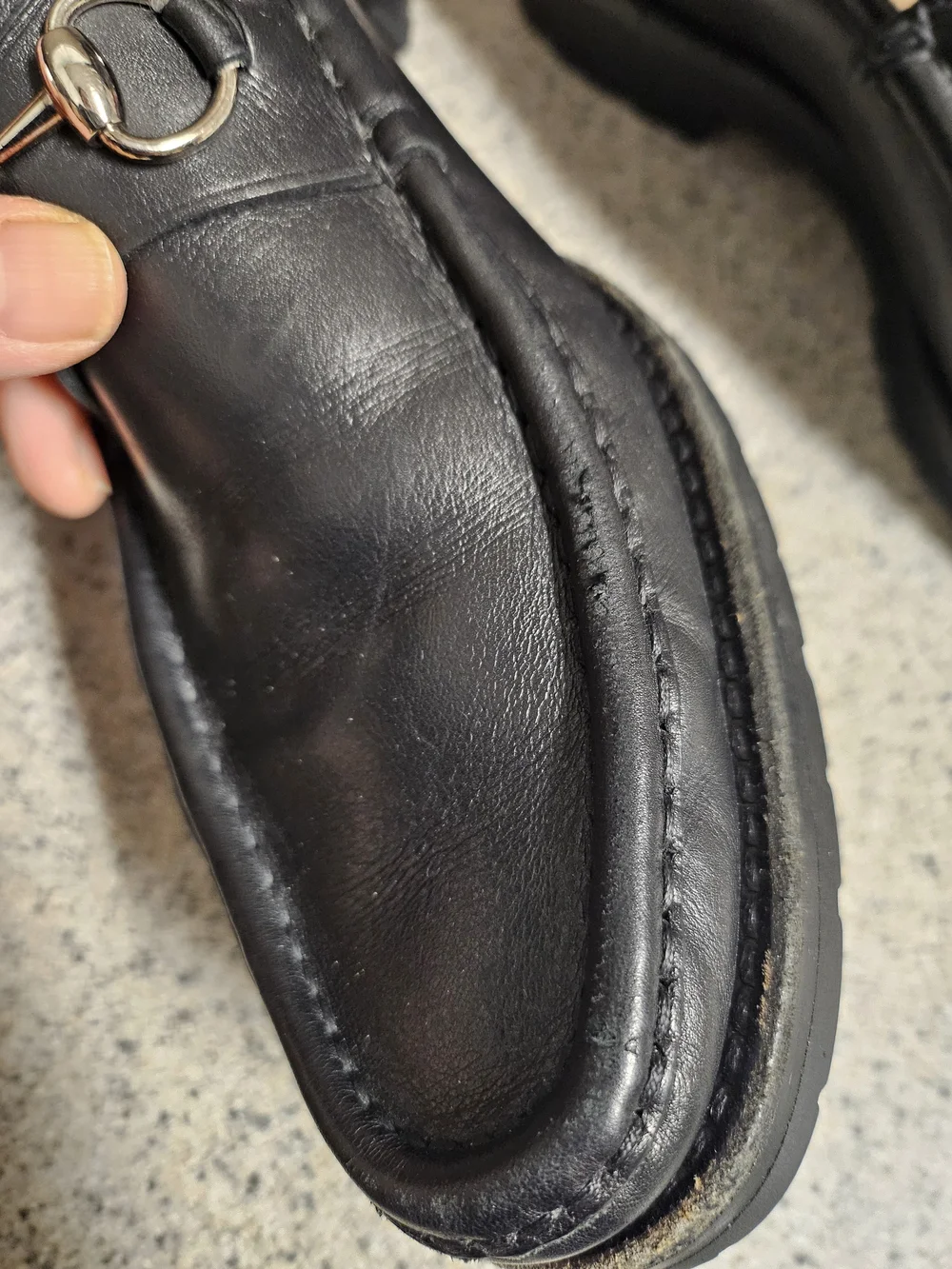 Gucci Men's Black Leather Horsebit Loafers Silver Hardware Size 10 B Mod 115765